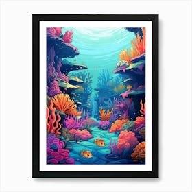 Coral Reef Cartoon 3 Art Print
