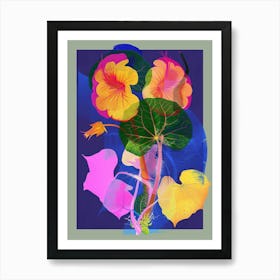 Nasturtium 3 Neon Flower Collage Art Print