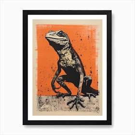 Lizard, Woodblock Animal Drawing 1 Art Print