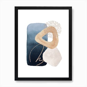 Watercolor Shapes In Navy 5 Art Print