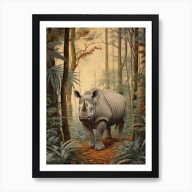 Rhino In The Trees At Dawn 3 Art Print