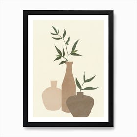 Vases, Botanical, Boho, Bohemian, Style, Trending, Neutral, Art, Kitchen, Bedroom, Living Room, Wall Print Art Print