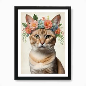 Balinese Javanese Cat With Flower Crown (9) Art Print
