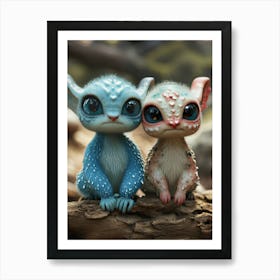 Cute Creatures on a Branch Art Print