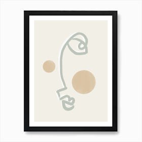 Sunny Face Sage Green Art Print