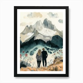 Mountains And A Couple Art Print