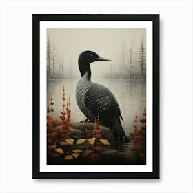 Dark And Moody Botanical Common Loon 2 Affiche