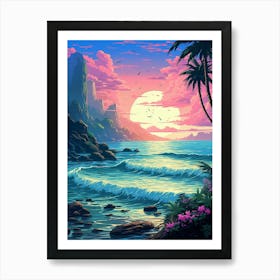 Seascape Pixel Art 4 Art Print