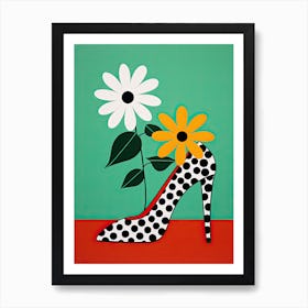 Polka Dots And Daisies 1 Art Print