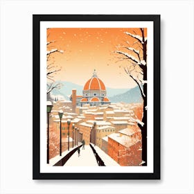 Vintage Winter Travel Illustration Florence Italy 3 Art Print