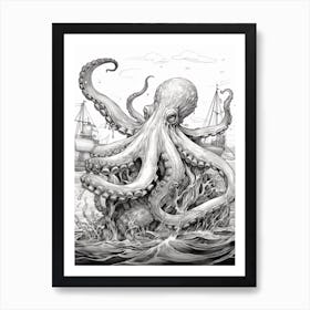 Octopus Detailed Drawing 5 Art Print