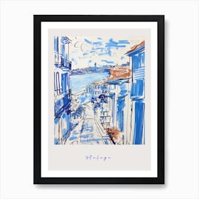 Malaga Spain 2 Mediterranean Blue Drawing Poster Art Print