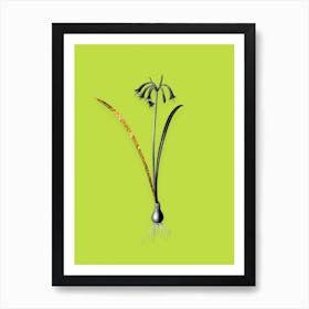 Vintage Brandlelie Black and White Gold Leaf Floral Art on Chartreuse n.0069 Art Print