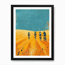 Three Cyclists In A Field Art Print