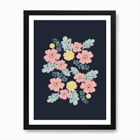 Indigo Floral Pattern Art Print