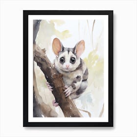 Light Watercolor Painting Of A Sugar Glider 7 Art Print