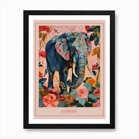 Floral Animal Painting Elephant 4 Poster Art Print