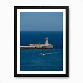 Malta Lighthouse, Blue Sea, Travel Photography Art Print