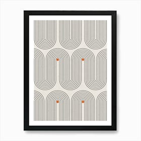 Beige Geo Wavy Lines Art Print