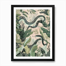 Snakes Pastels Jungle Illustration 3 Art Print
