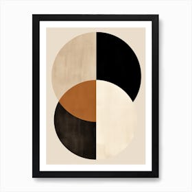 Bauhaus Reverie: Geometric Beige Circles Art Print