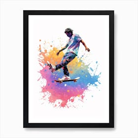 Skateboarding In Rome, Italy Gradient Illustration 2 Art Print