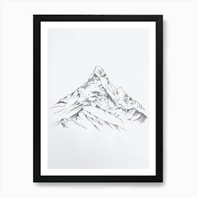 Ama Dablam Nepal Line Drawing 1 Art Print