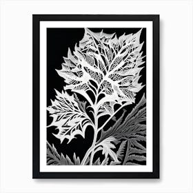 Sweet Cicely Leaf Linocut 1 Art Print