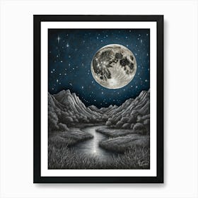 Moonlight Over The River Art Print