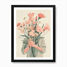 Spring Girl With Pink Flowers 2 Art Print