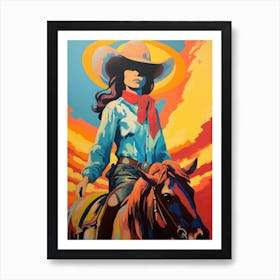 Vintage Cowgirl Painting 3 Affiche