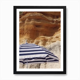 Beach Umbrella And Cliffs Summer Photography 0 Art Print