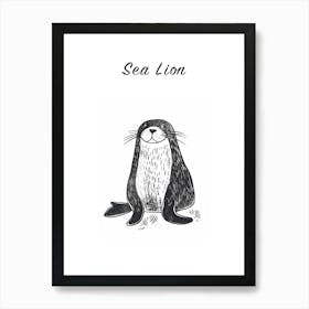 B&W Sea Lion Poster Art Print
