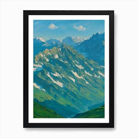 Gran Paradiso National Park Italy Blue Oil Painting 1  Art Print