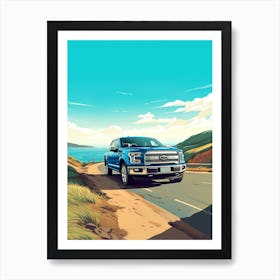 A Ford F 150 In Causeway Coastal Route Illustration 3 Art Print