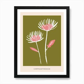 Pink & Green Chrysanthemum 4 Flower Poster Art Print