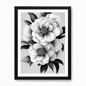 Camellia B&W Pencil 4 Flower Art Print