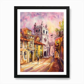 Watercolor Of Old Town 1 Art Print