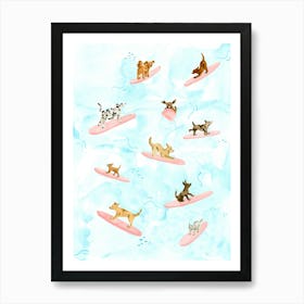 Dogs Surfing Poster