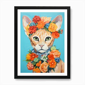 Devon Rex Cat With A Flower Crown Painting Matisse Style 3 Art Print