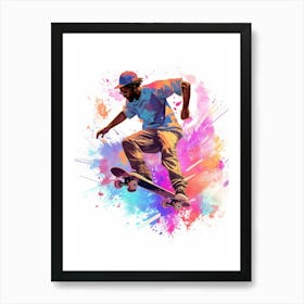 Skateboarding In Montreal, Canada Gradient Illustration 4 Art Print