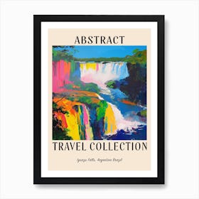 Abstract Travel Collection Poster Iguazu Falls Argentina Brazil 2 Art Print