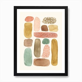 Watercolor Beach Pebbles Art Print