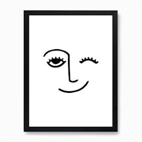 Winky Face Line Art Print