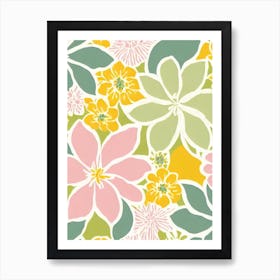 Bourvardia Pastel Floral 4 Flower Art Print