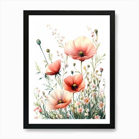 Watercolor Poppies 2 Art Print