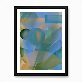 Blue Geometric Garden Abstract Art Print