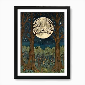 William Morris Moonlight In The Woods 41 Art Print