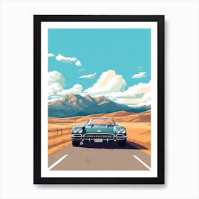 A Chevrolet Corvette In The Andean Crossing Patagonia Illustration 4 Art Print