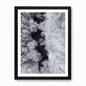 Black River Through The Snowy Winter Forest Art Print